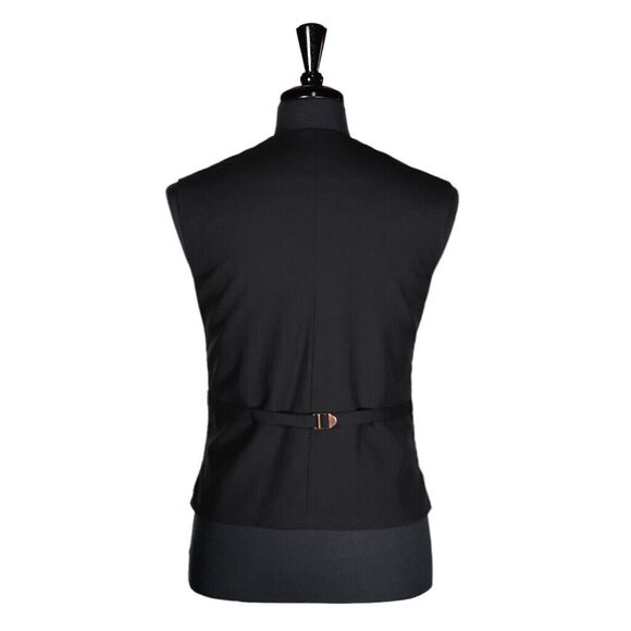 Mens Vest Suit Lapel Gray Striped Wool Dress Formal Wedding Waistcoat Medium 40 - Picture 2 of 8